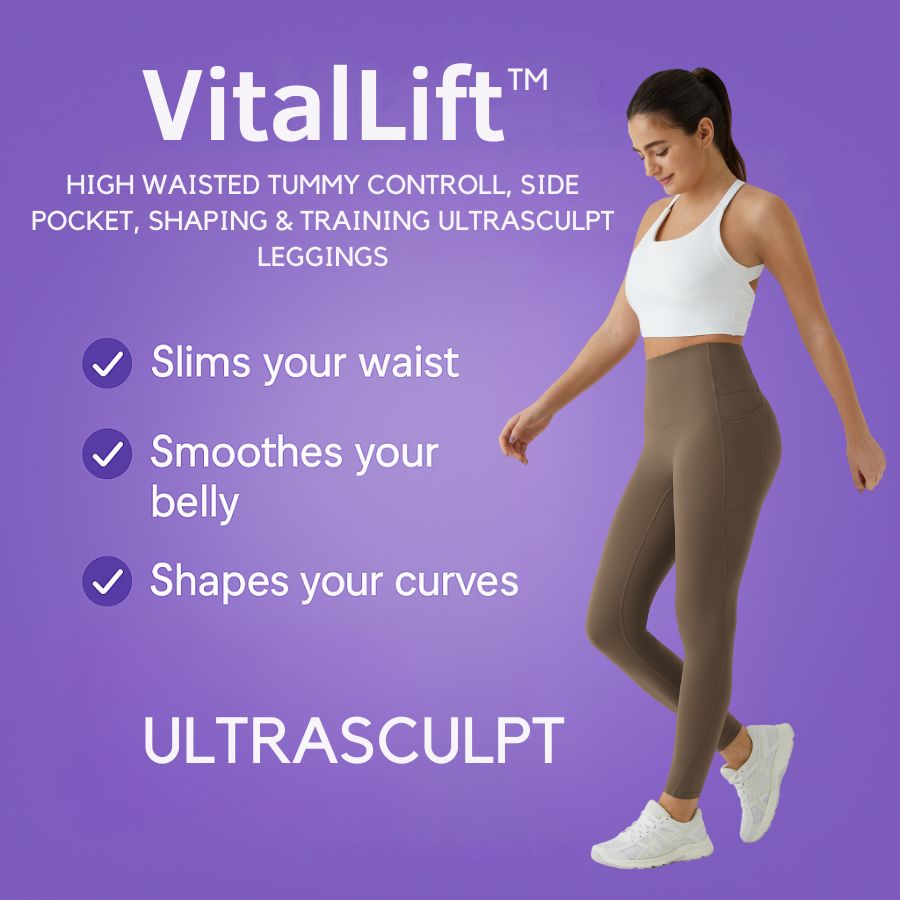 VitalLift™ High Waisted Tummy Control Side Pocket Shaping Training UltraSculpt Leggings