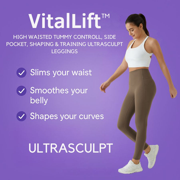 VitalLift™ High Waisted Tummy Control Side Pocket Shaping Training UltraSculpt Leggings
